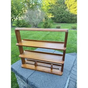 MCM Kalmar Designs Teak Wood 3-Tier Shelf CD Rack Tabletop Display Organizer
